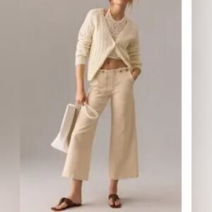 Anthropologie Pilcro The Kit Cropped Wide-Leg Trouser Jeans Women's Size 31